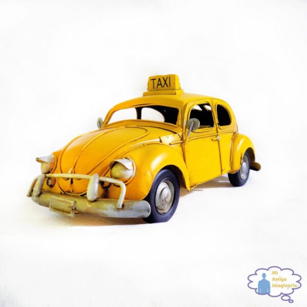 Vocho Taxi Amarillo Escala Metal Miniatura Vintage Mi Amigo Imaginario