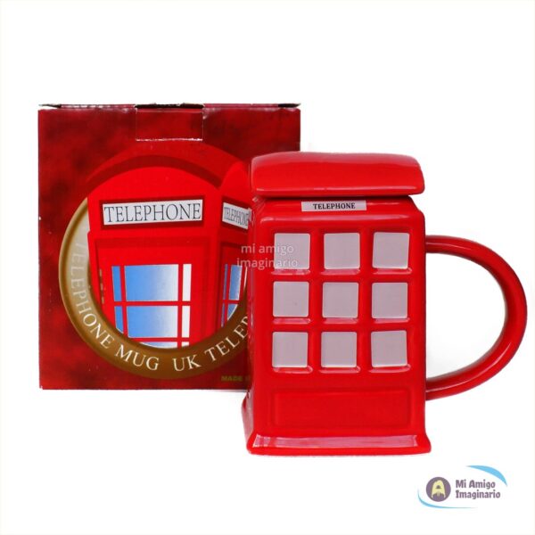 Taza Cabina Telefónica Londres UK Cerámica Roja de Colección Mi Amigo Imaginario