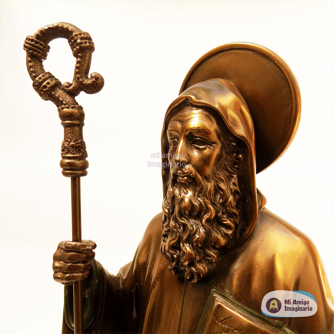 Figura religiosa de estatua de San Benito Abad Santo de 12 pulgadas