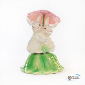 Figura Musical Conejos Blancos De Porcelana Sombrilla Hojas Mi Amigo Imaginario