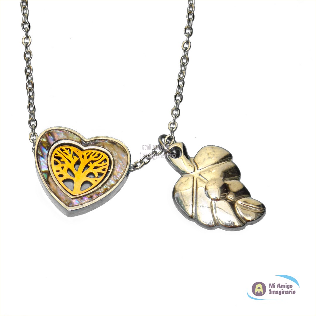 Corazón Árbol Hoja Collar De Pareja Dijes Acero Mi Amigo Imaginario Corazón Árbol Hoja Collar De Pareja Dijes Acero Mi Amigo Imaginario