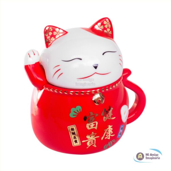 Taza Gato De La Suerte Maneki Neko O Zhaocai Mao Chino Cerámica Mi Amigo Imaginario