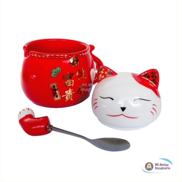 Taza Gato De La Suerte Maneki Neko O Zhaocai Mao Chino Cerámica Mi Amigo Imaginario